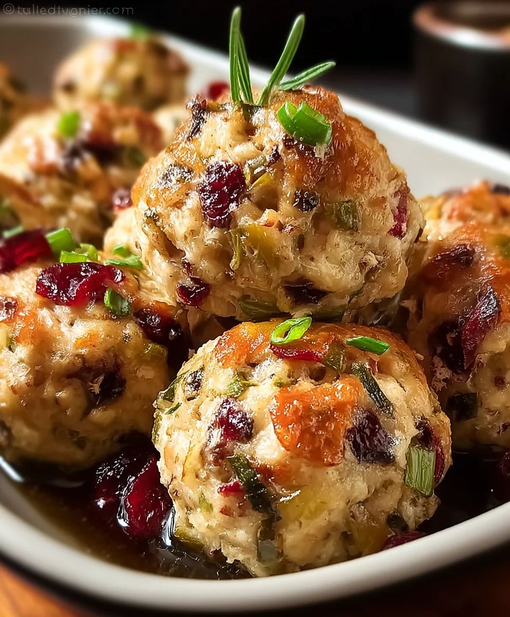 Cranberry Turkey Stuffing Balls-Holiday Appetizer