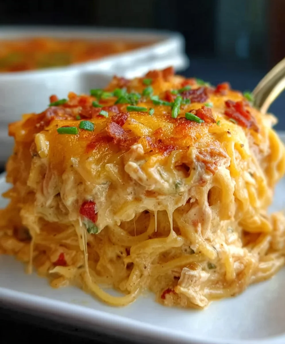 Spicy Cheesy Chicken Spaghetti Casserole-Southern Style