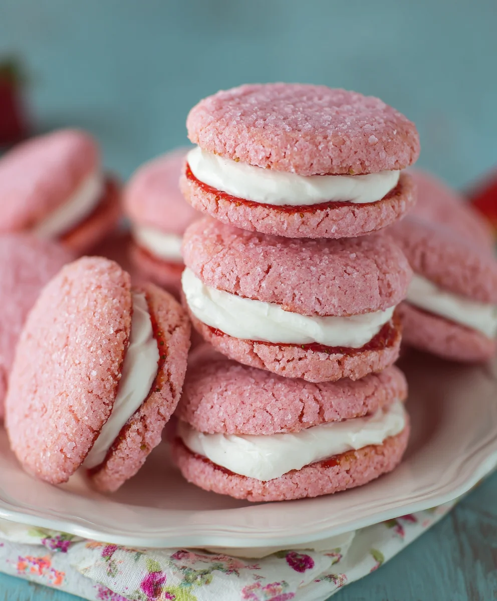 Easy Strawberry Cake Mix Sandwich Cookies Recipe