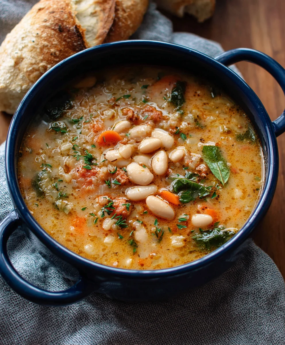 Hearty Tuscan White Bean Soup- Flavorful & Easy Recipe