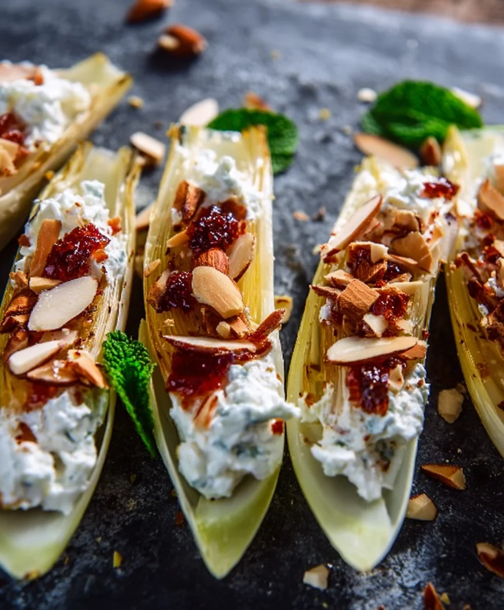 Smokey Almond Cream Cheese Endive Bites-Easy Appetizer