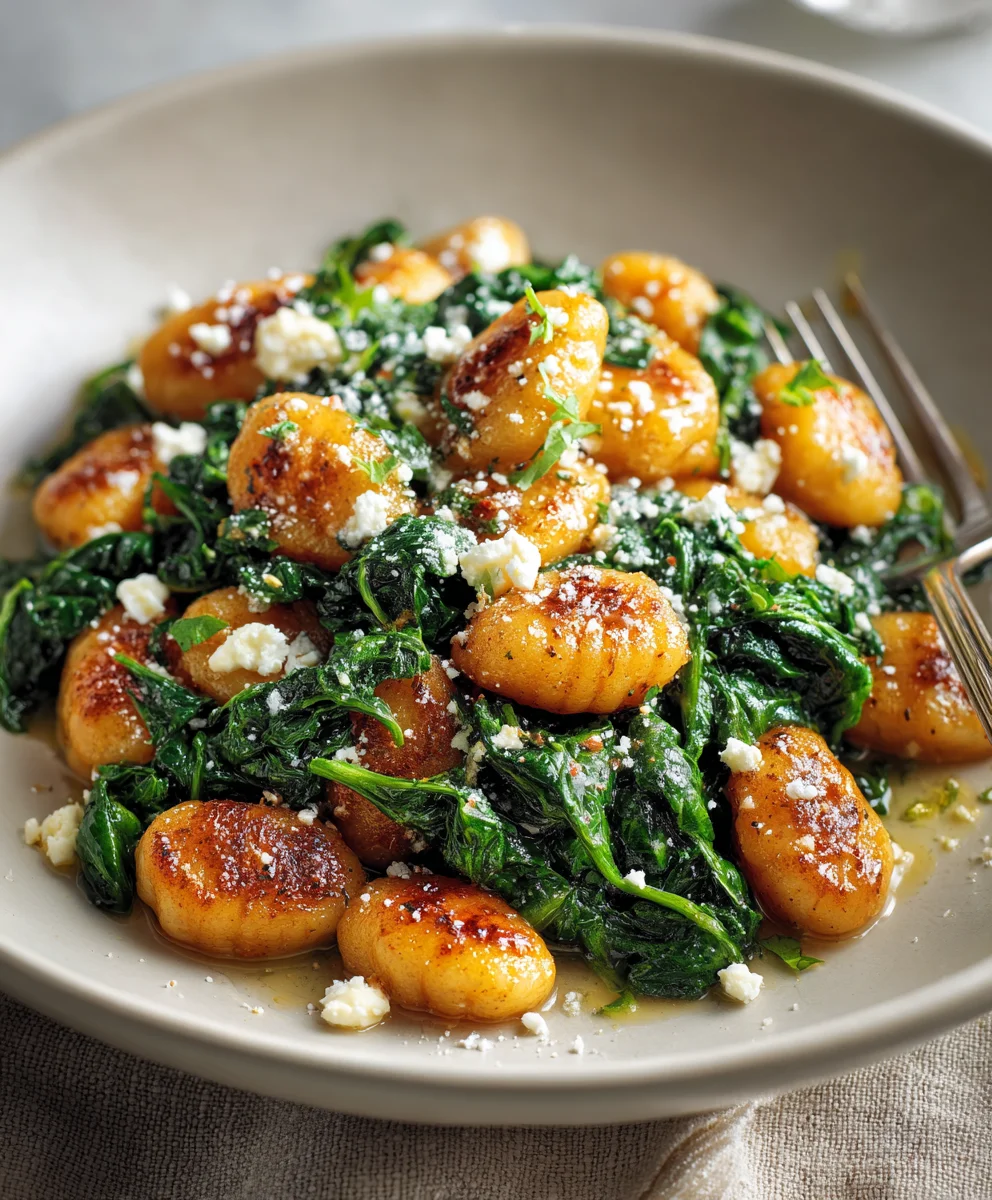 Crispy Gnocchi Spinach Feta - Quick & Delicious Recipe