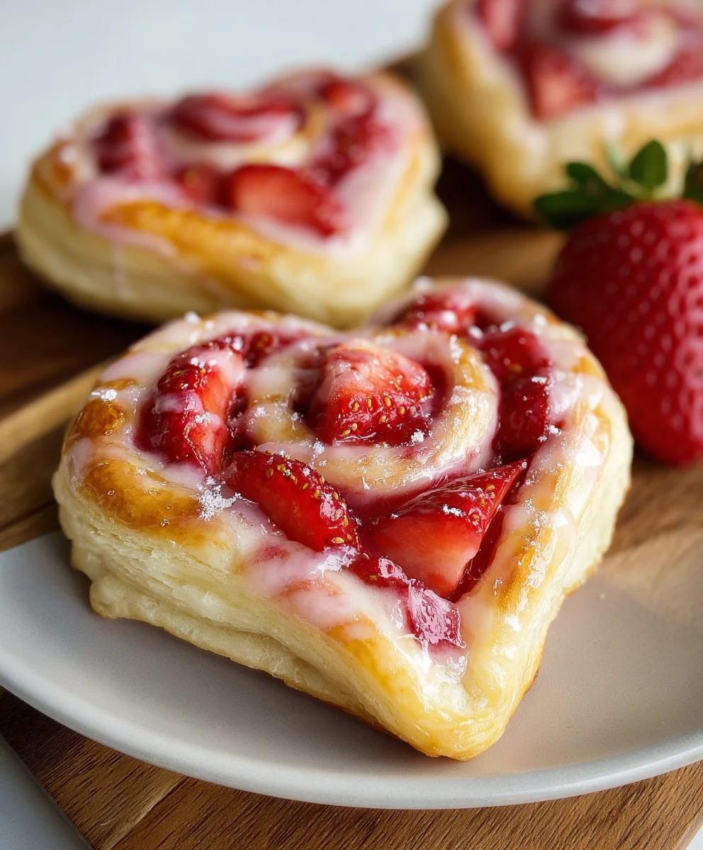Strawberry Cream Cheese Heart Danishes - Easy Recipe