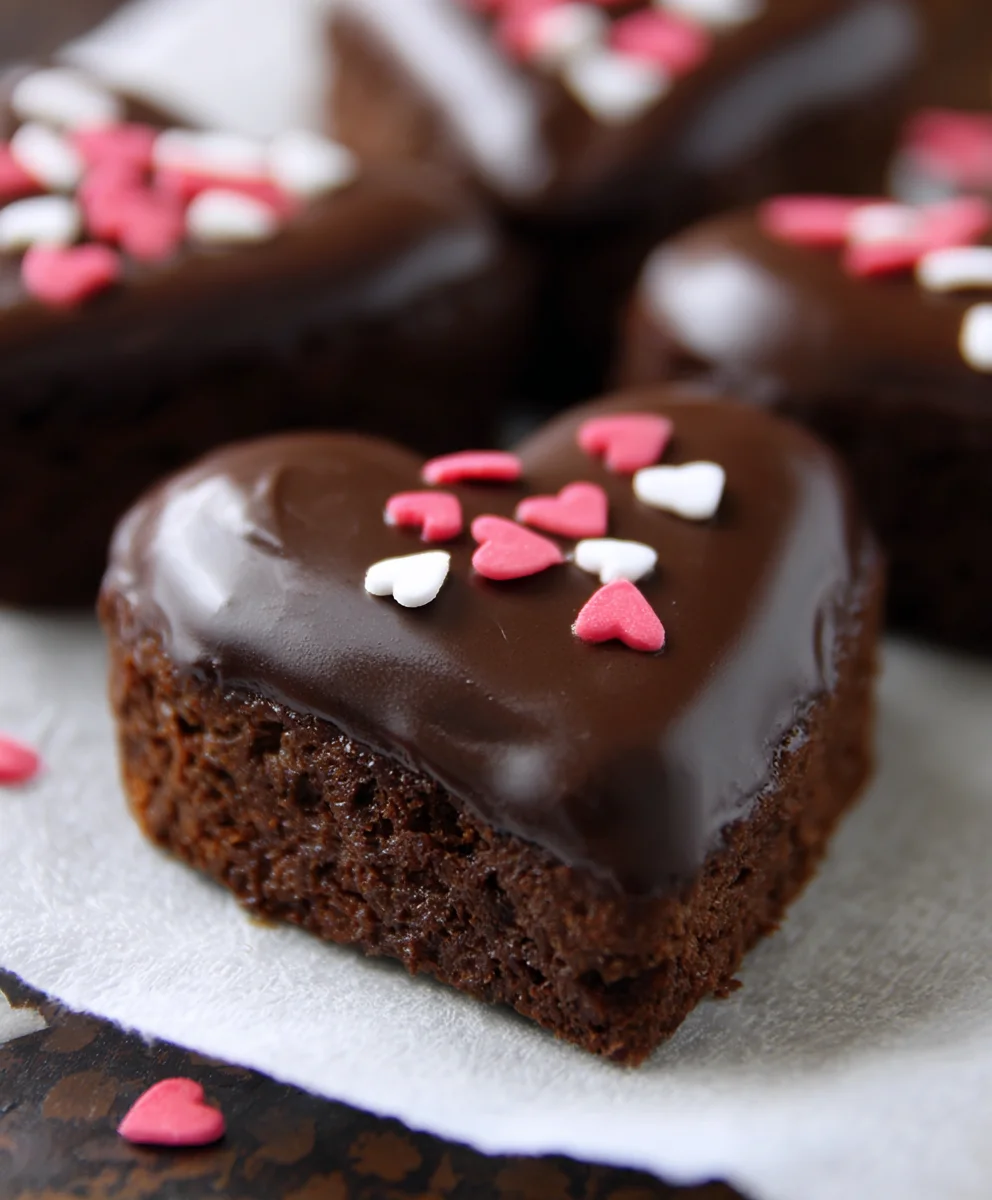 Chocolate Dipped Brownie Hearts Recipe