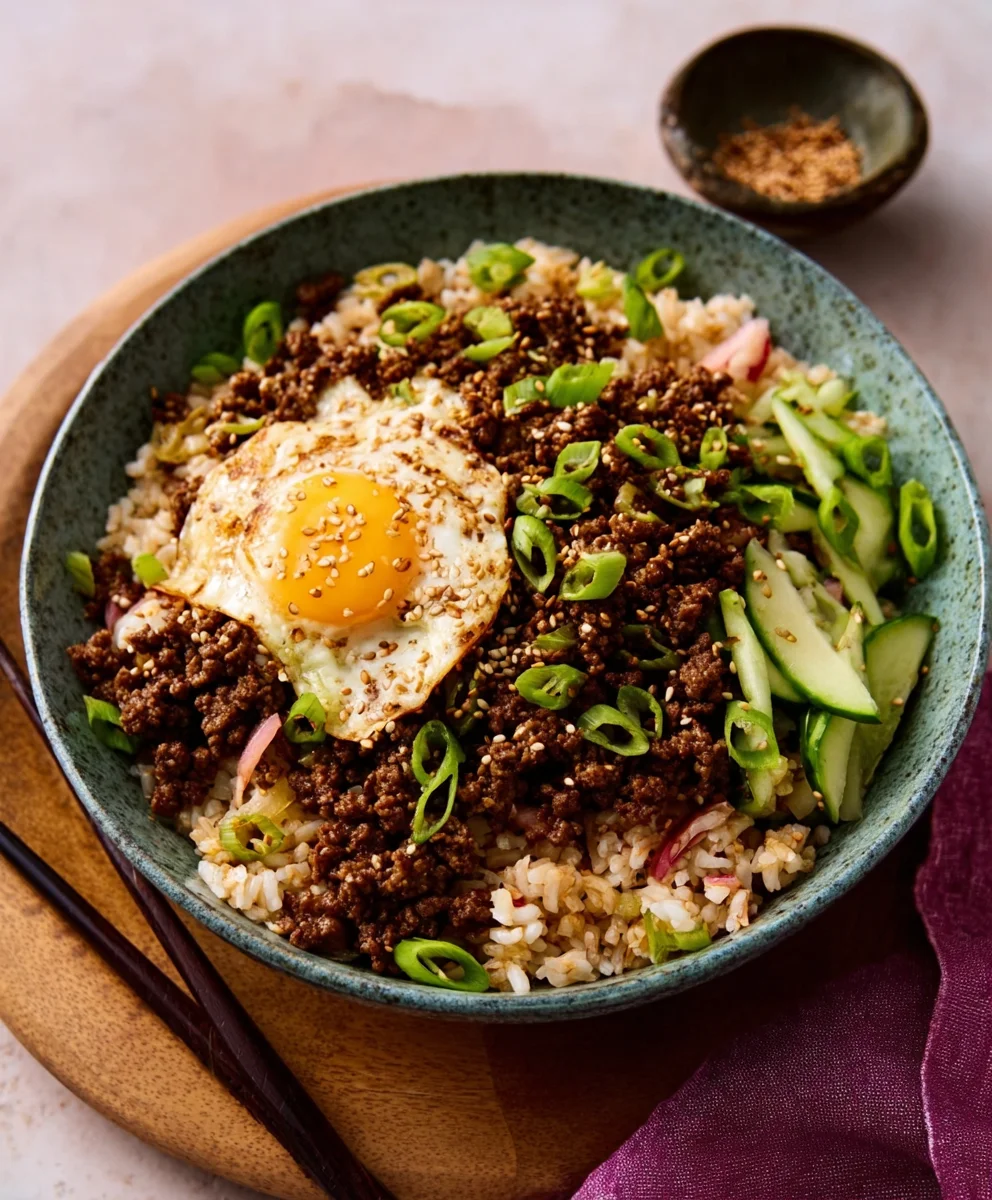 Quick Easy Korean Ground Beef Bowl-Better Than Takeout