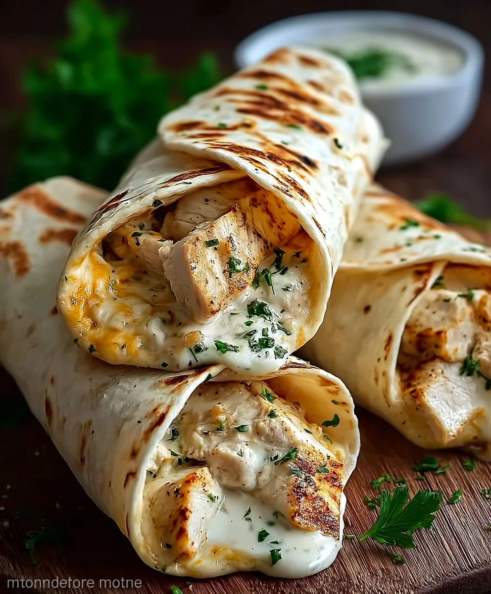 Cheesy Chicken Garlic Wraps- Easy & Delicious Meal