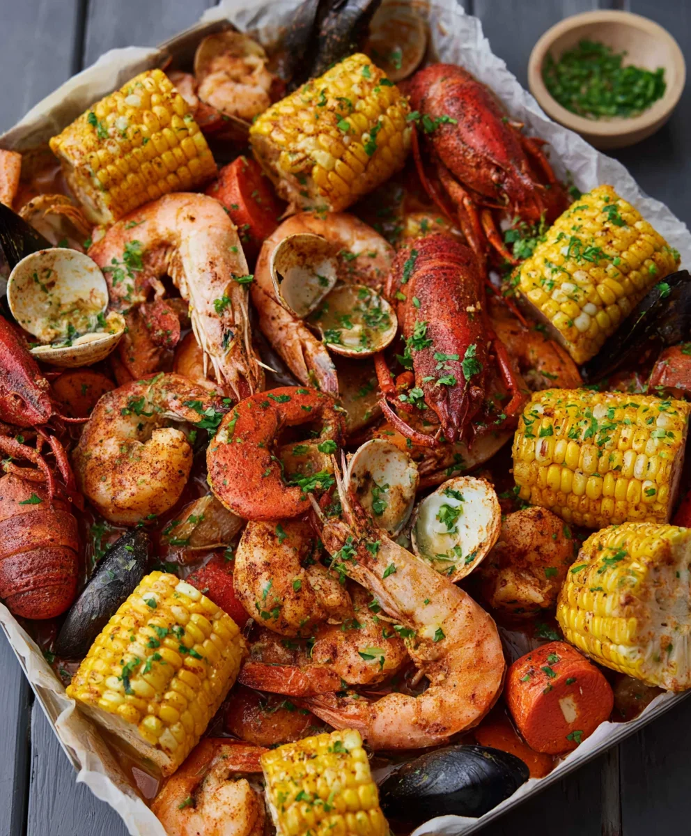 Spicy Cajun Seafood Boil - Garlic Butter Flavor