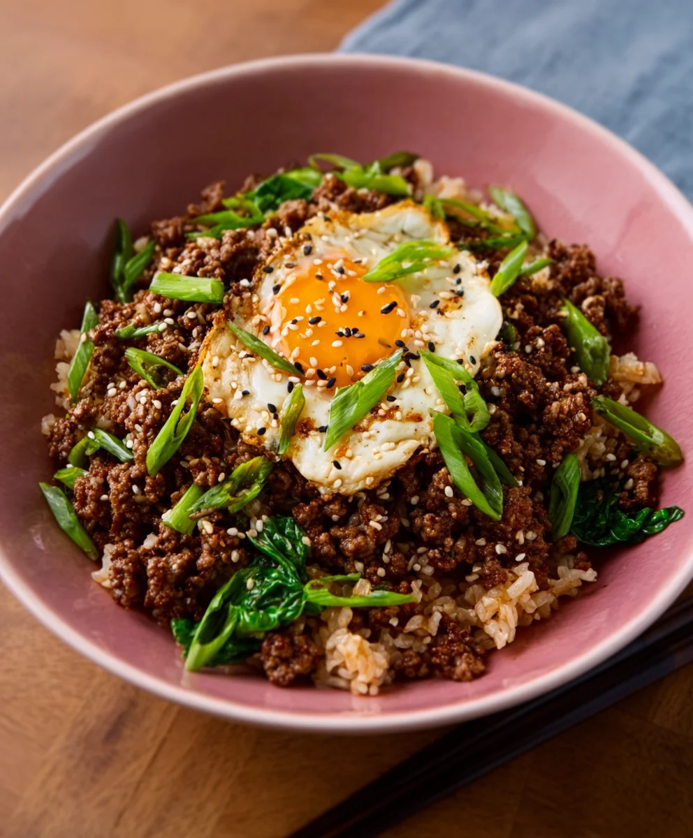 Quick Easy Korean Ground Beef Bowl-Better Than Takeout