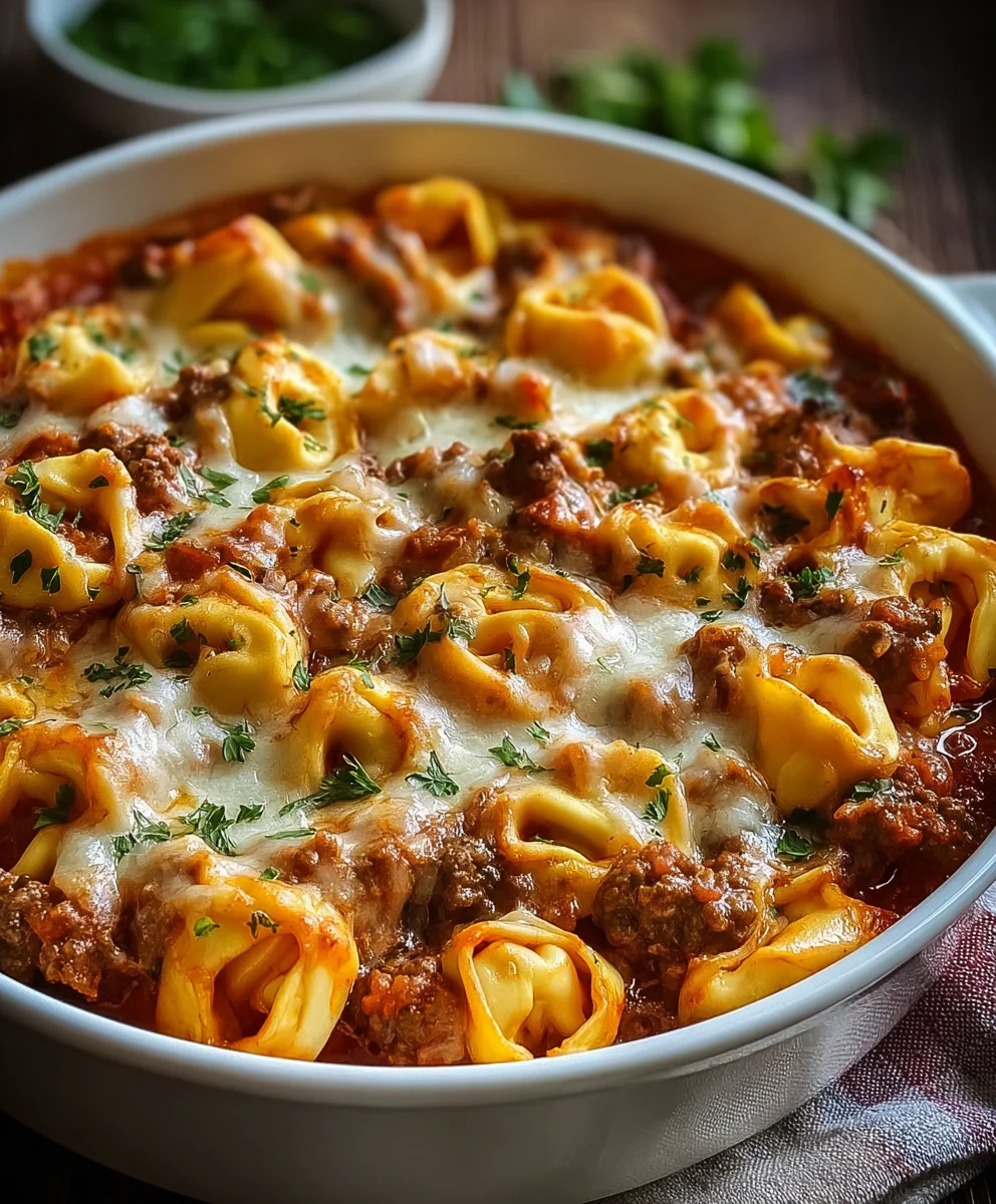 Beef Cheese Tortellini Bake-Easy Comfort Meal