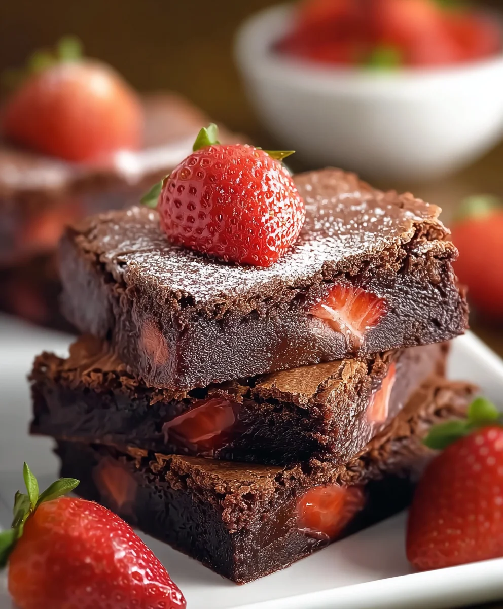 Luscious Chocolate Strawberry Brownies-Easy Recipe