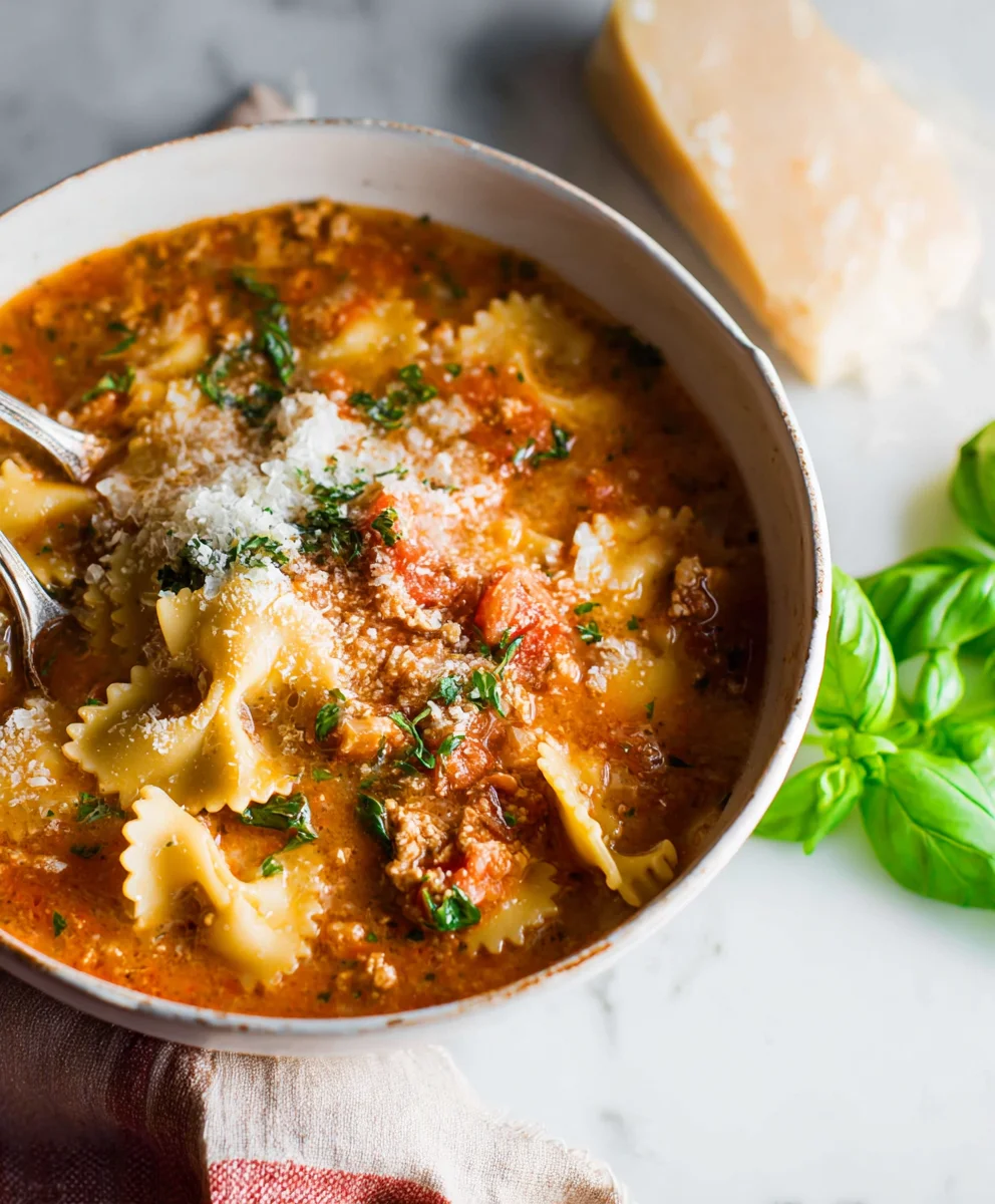 Easy Creamy Beef Lasagna Soup Recipe