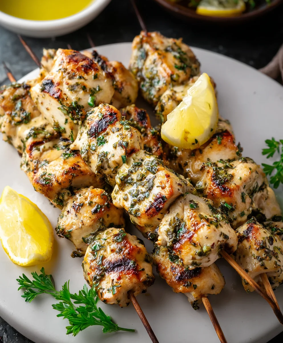 Lemon Herb Chicken Skewers- Easy & Flavorful Grilling