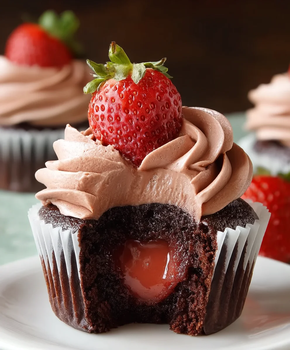 Decadent Chocolate Strawberry Cupcakes-Easy Recipe