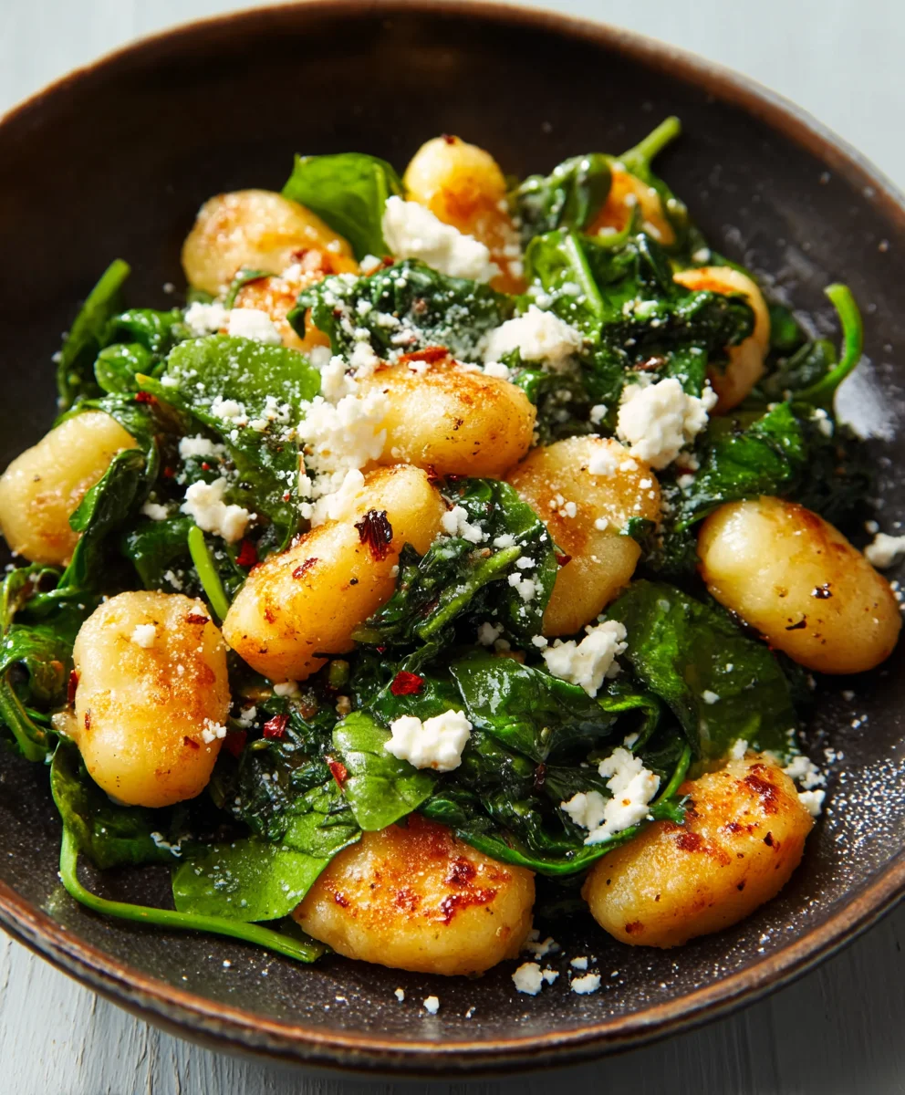 Crispy Gnocchi Spinach Feta Easy Recipe