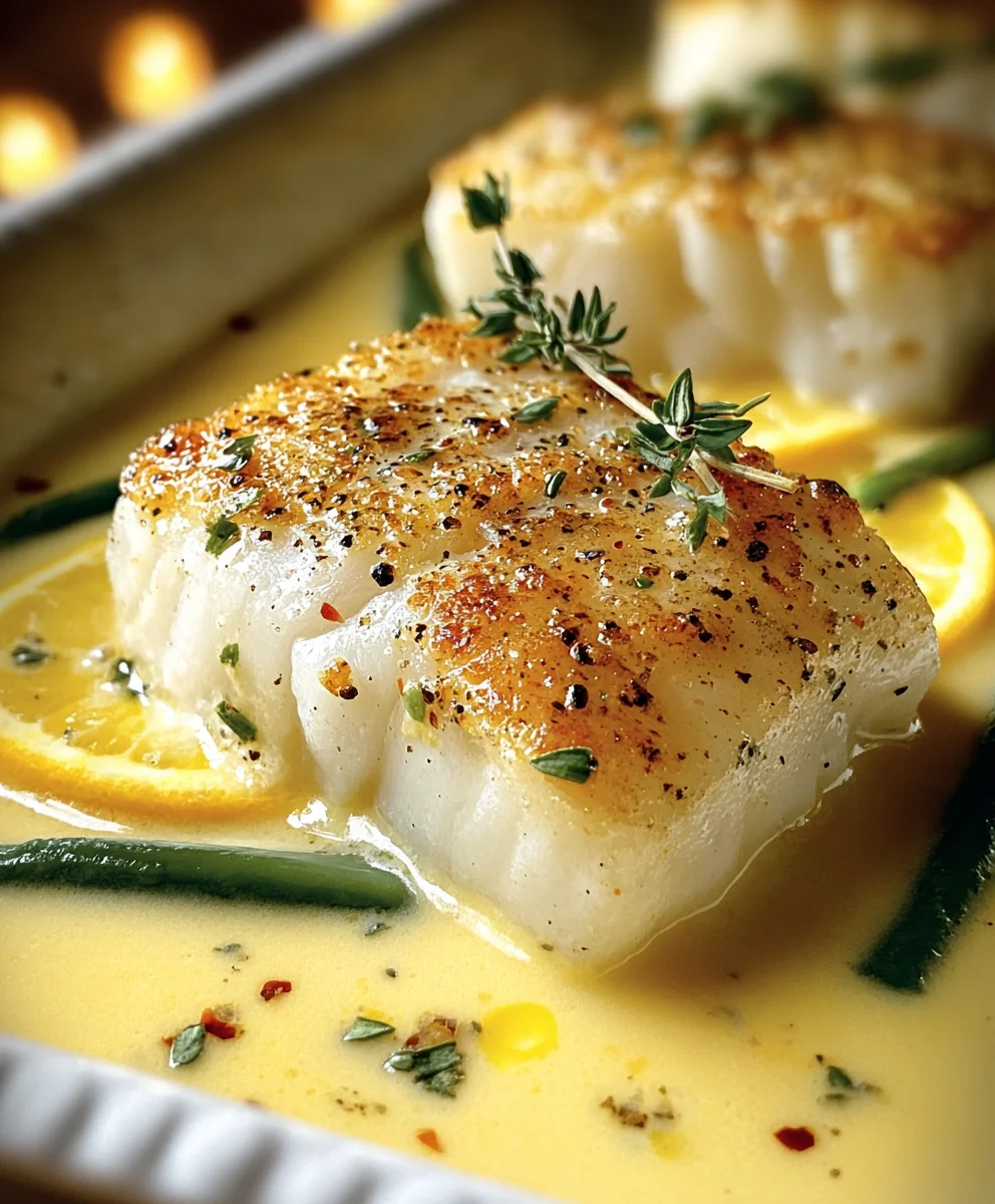Easy Baked Cod Coconut Lemon Cream Sauce
