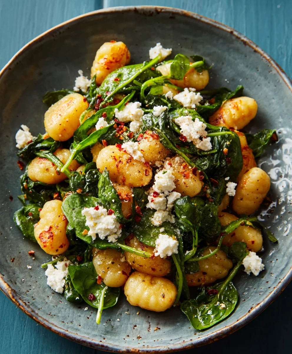 Crispy Gnocchi Spinach Feta Easy Recipe