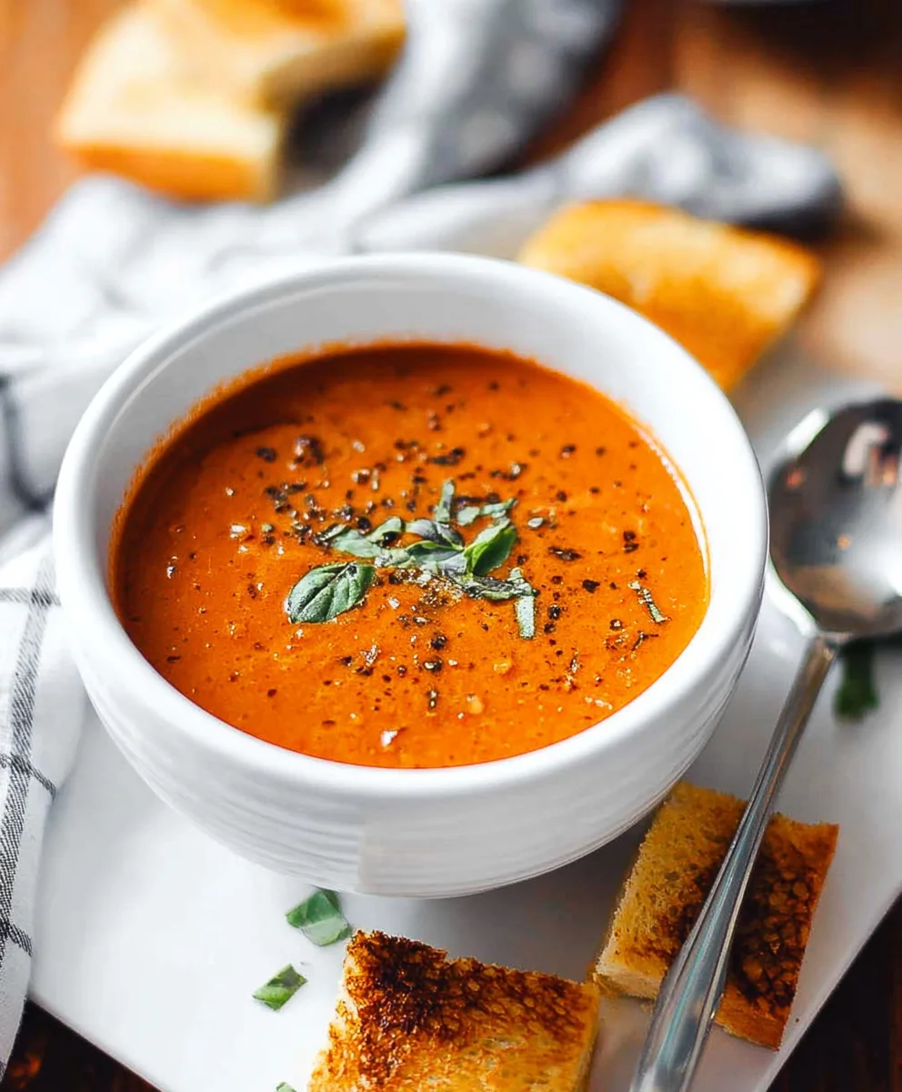 Roasted Tomato Basil Soup - Delicious Easy Recipe