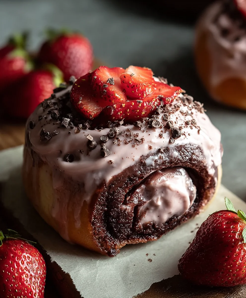 Chocolate Rolls Strawberry Cream Cheese Frosting