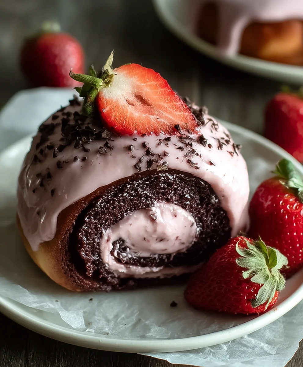 Chocolate Rolls Strawberry Cream Cheese Frosting