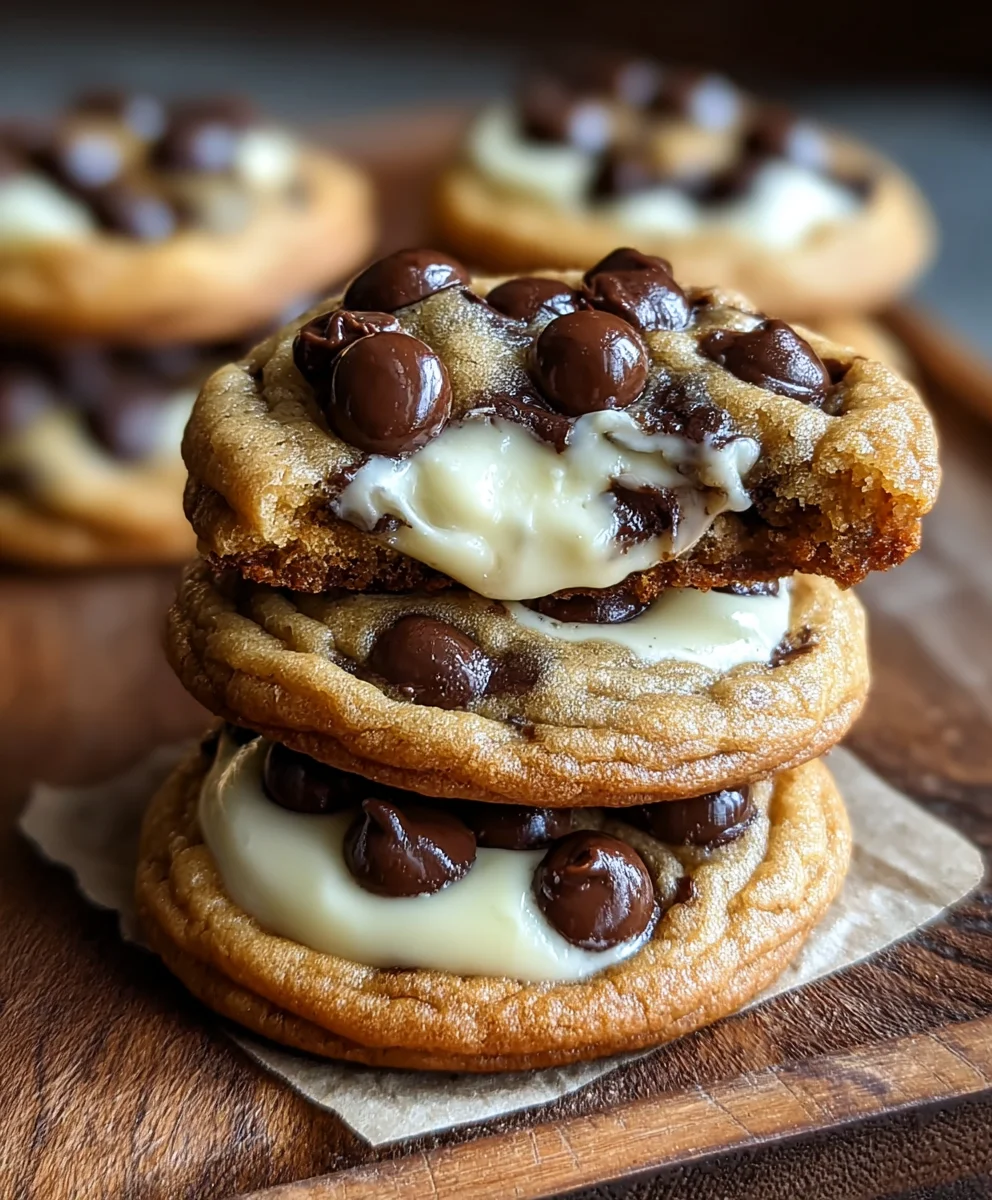 Cheesecake Stuffed Chocolate Chip Cookies-Decadent Treat