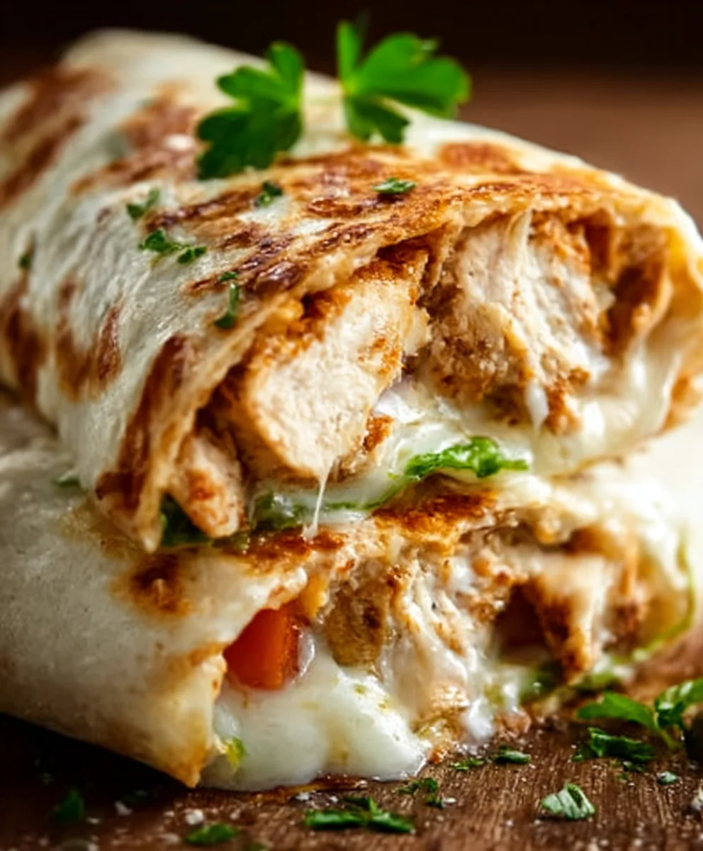 Cheesy Garlic Chicken Wraps Quick & Easy Recipe