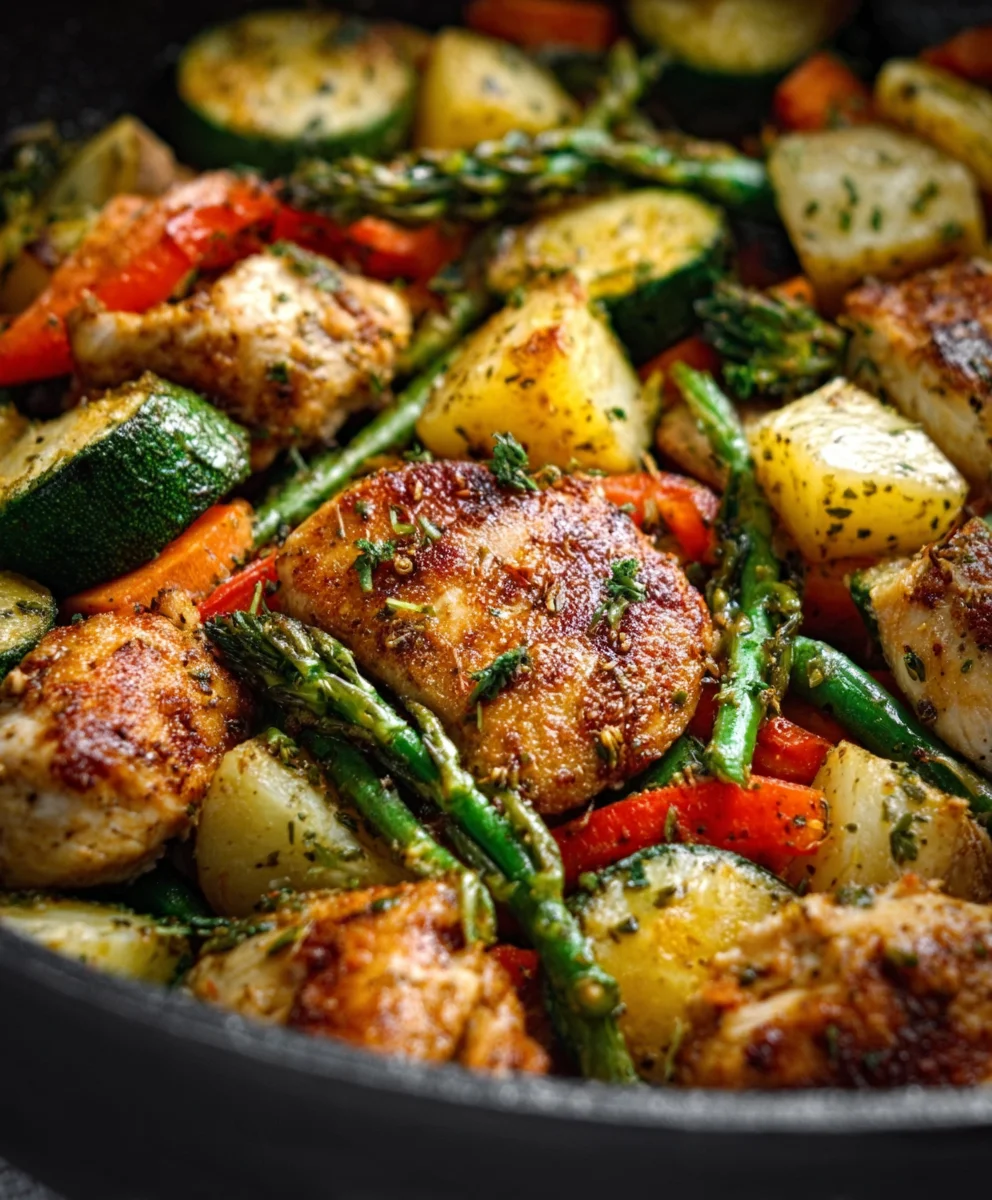 Healthy Chicken and Vegetable Skillet-Easy Dinner
