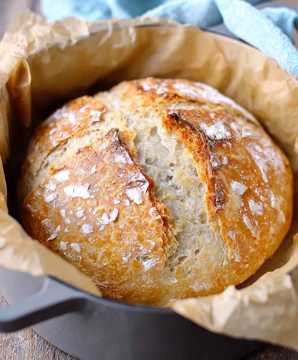 Dutch Oven No Knead Crusty Bread - Easy Recipe