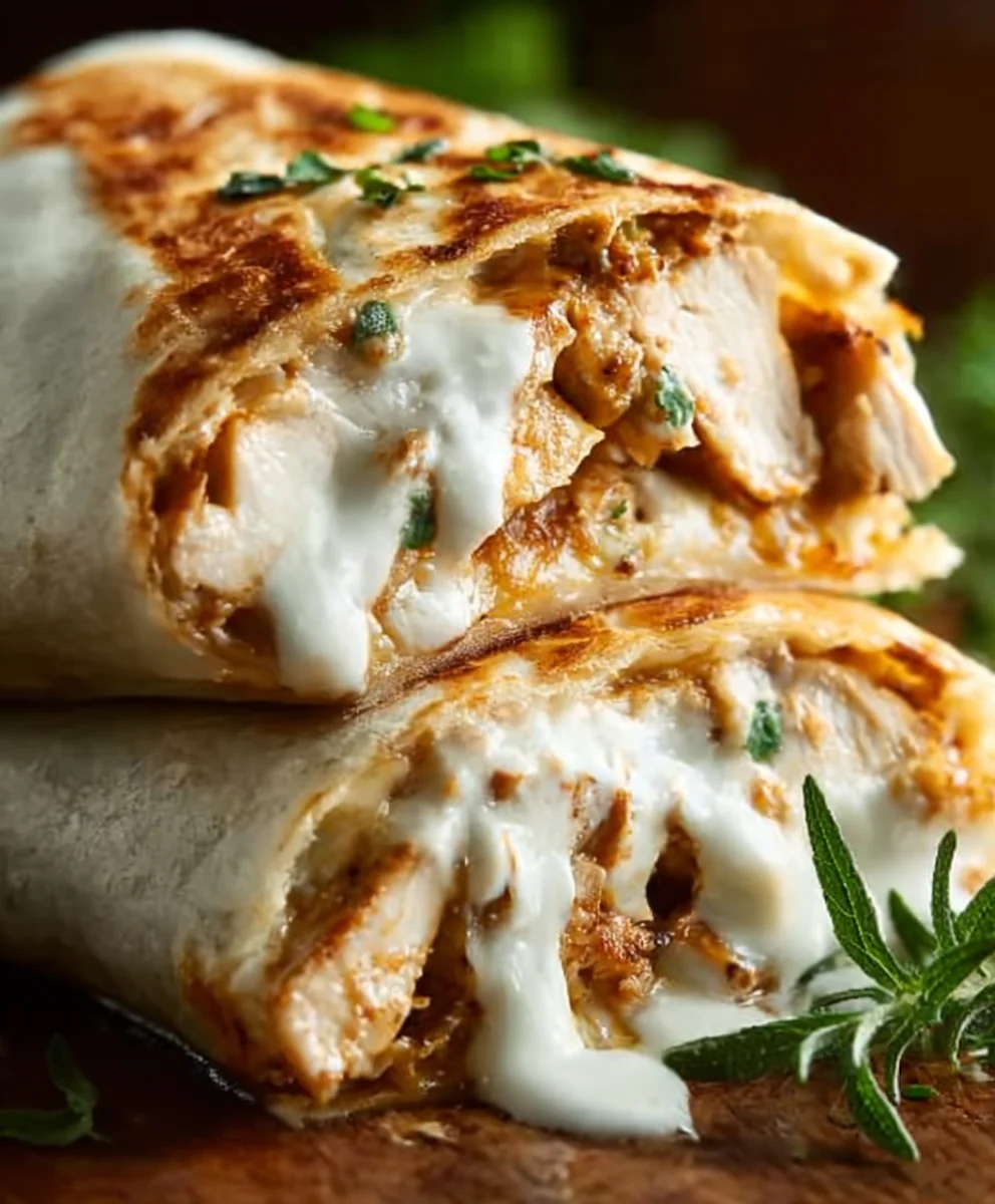 Cheesy Garlic Chicken Wraps Quick & Easy Recipe