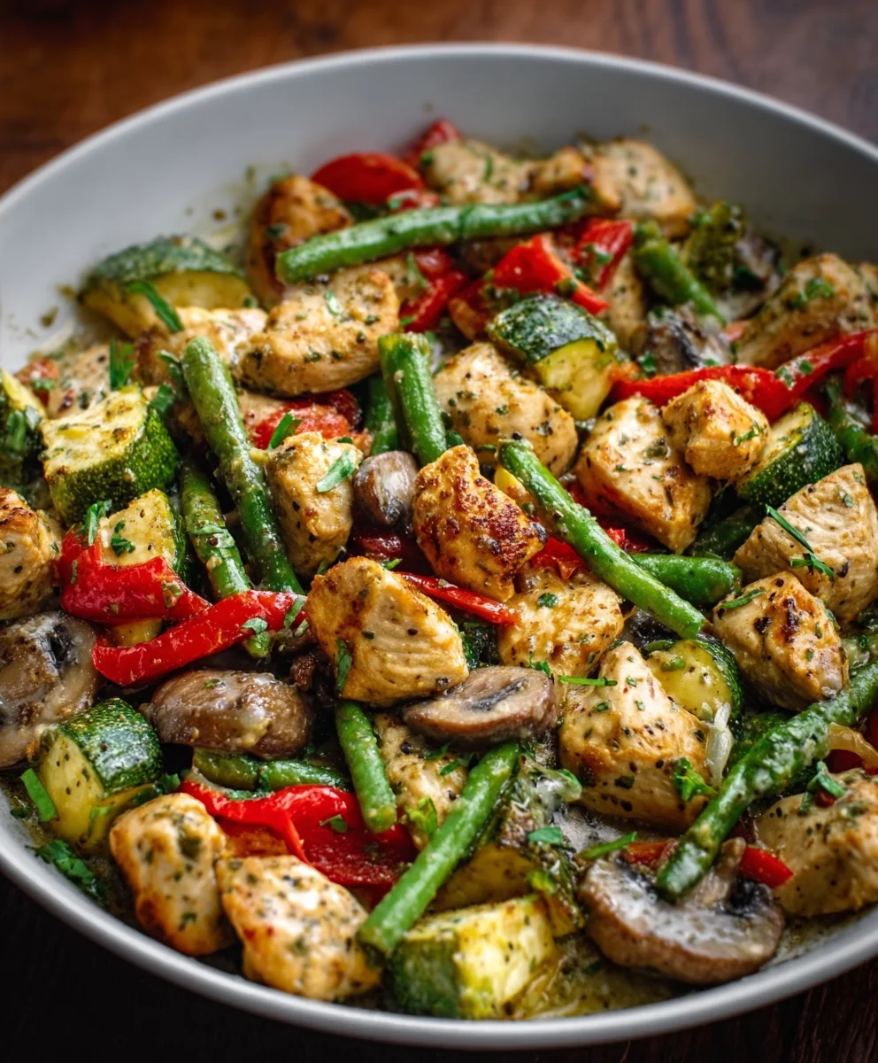 Healthy Chicken and Vegetable Skillet-Easy Dinner