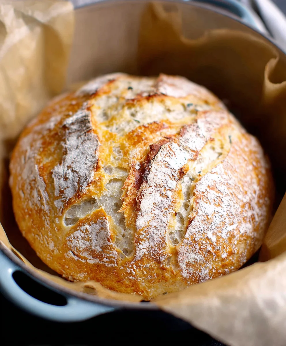 Dutch Oven No Knead Crusty Bread - Easy Recipe