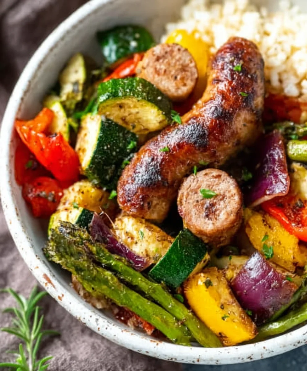 Easy Air Fryer Beef Sausage and Veggies