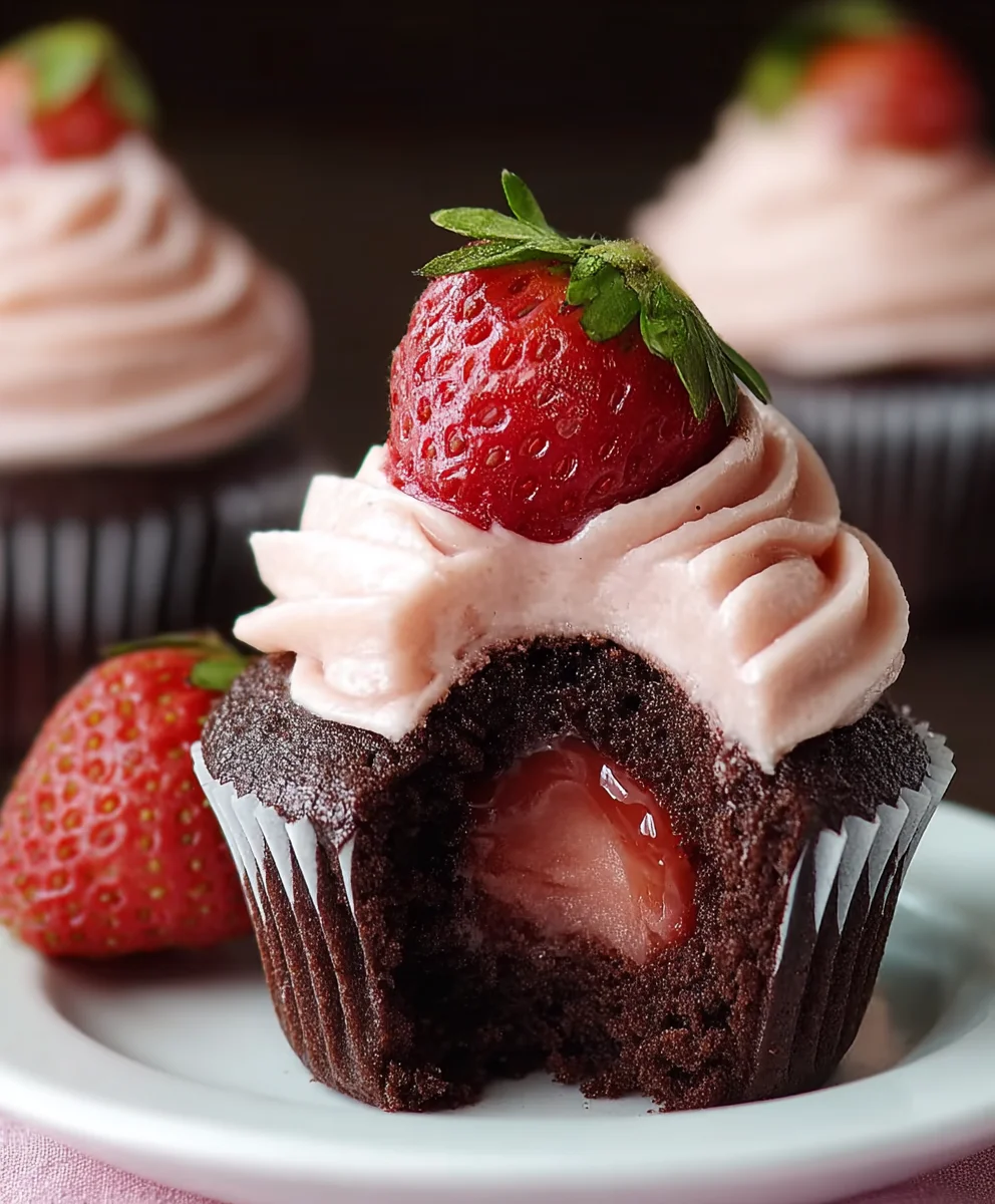 Decadent Chocolate Strawberry Cupcakes-Easy Recipe