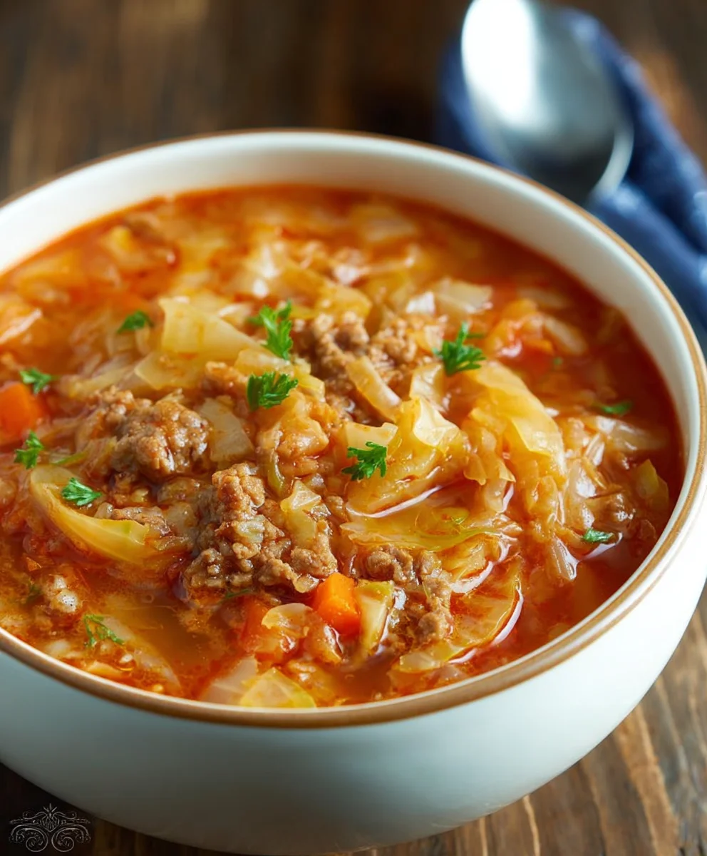 Hearty Cabbage Roll Soup - Easy Beef & Tomato Recipe
