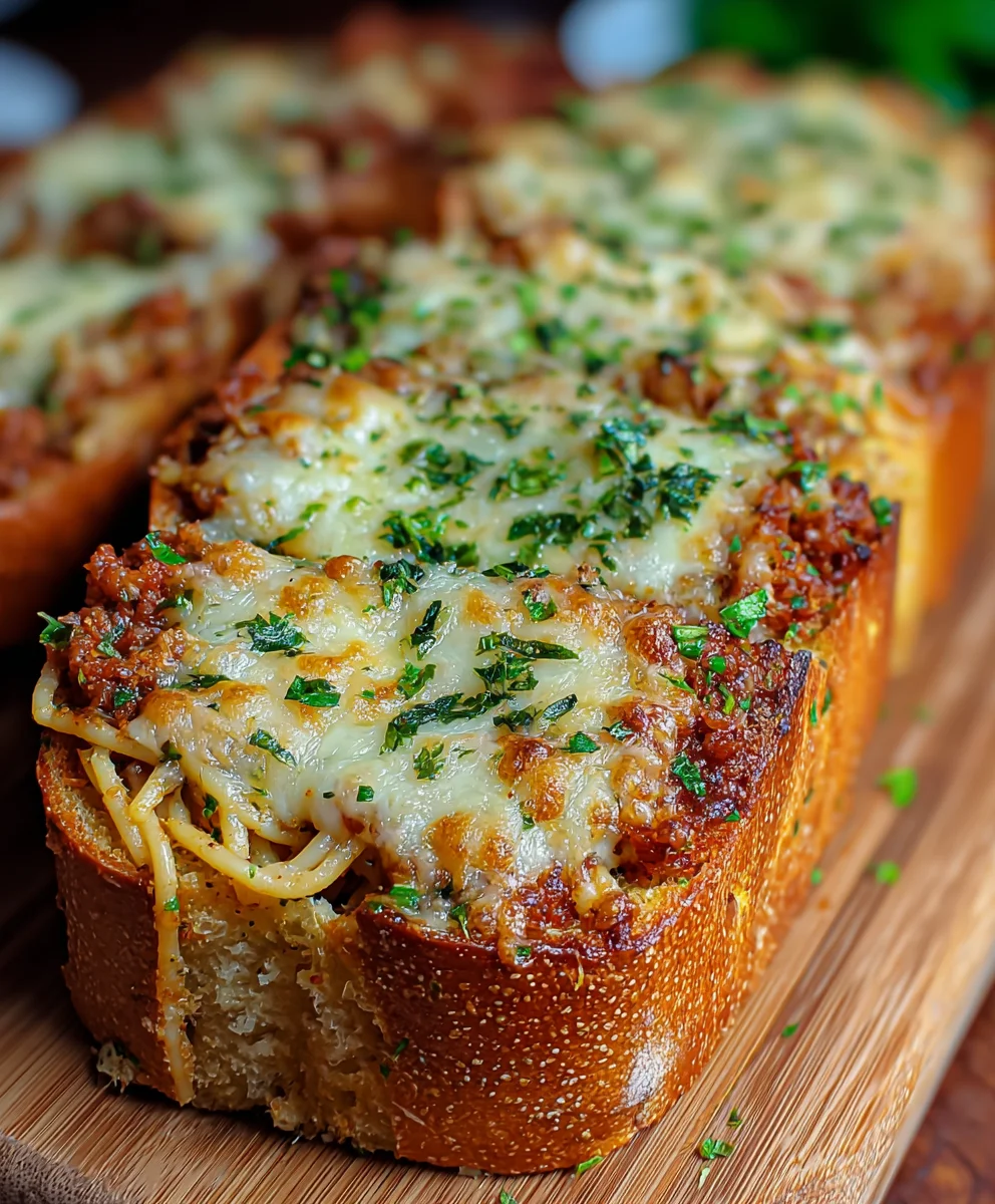 Spaghetti Stuffed Garlic Bread-Deliciously Easy Recipe