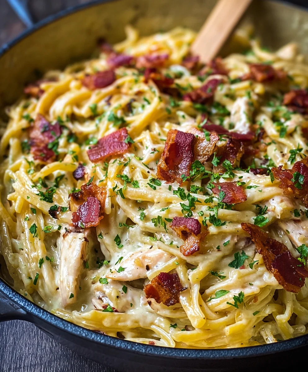 Creamy Ranch Beef Beef Bacon Chicken Pasta One-Pan