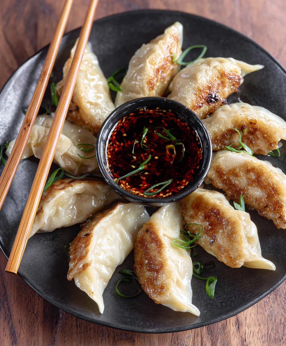 Easy Pan Fried Chicken Potstickers- Crispy Dumpling Recipe