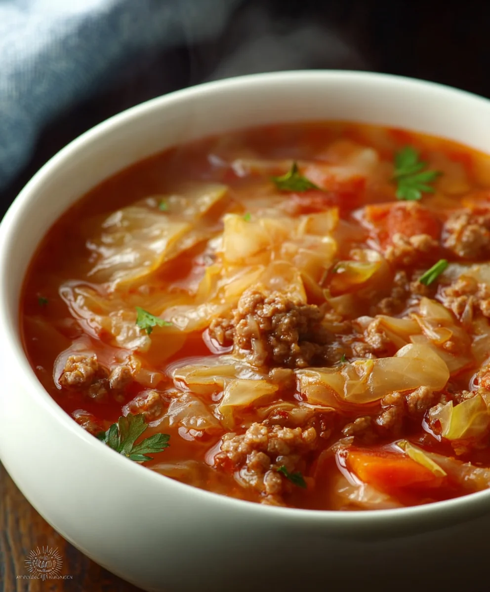 Hearty Cabbage Roll Soup - Easy Beef & Tomato Recipe
