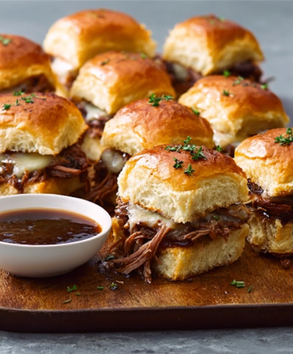 Easy French Dip Sliders-Savory Beef & Au Jus Bites