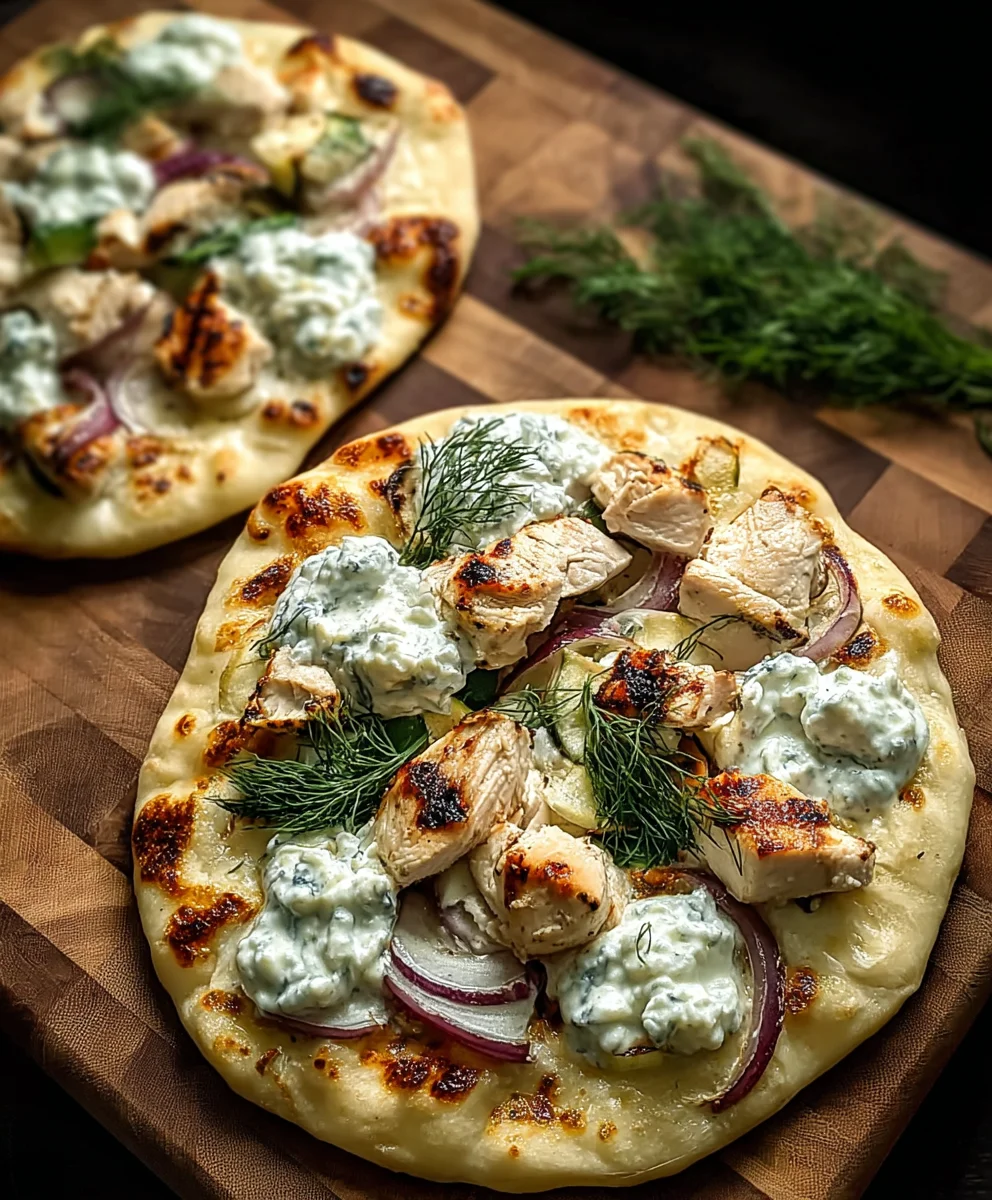 Tzatziki Chicken Naan Pizza - Fresh Veggies