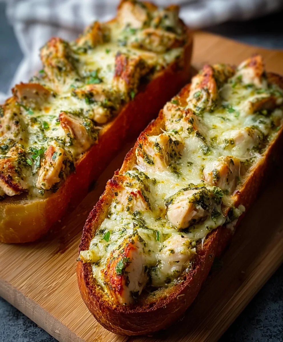 Pesto Chicken Garlic Bread- Easy Flavorful Recipe