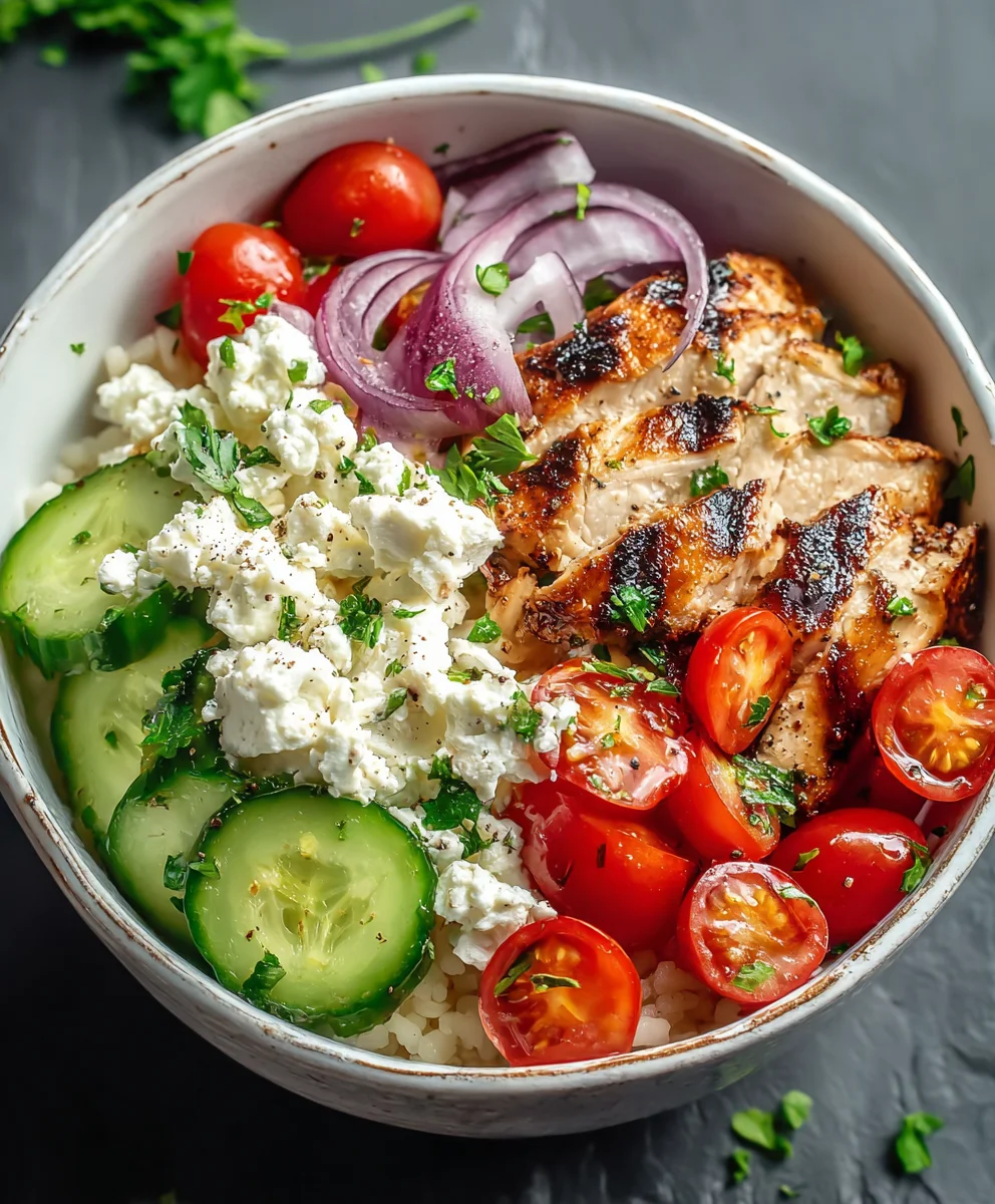 Greek Chicken Cottage Cheese Bowl-Healthy Meal