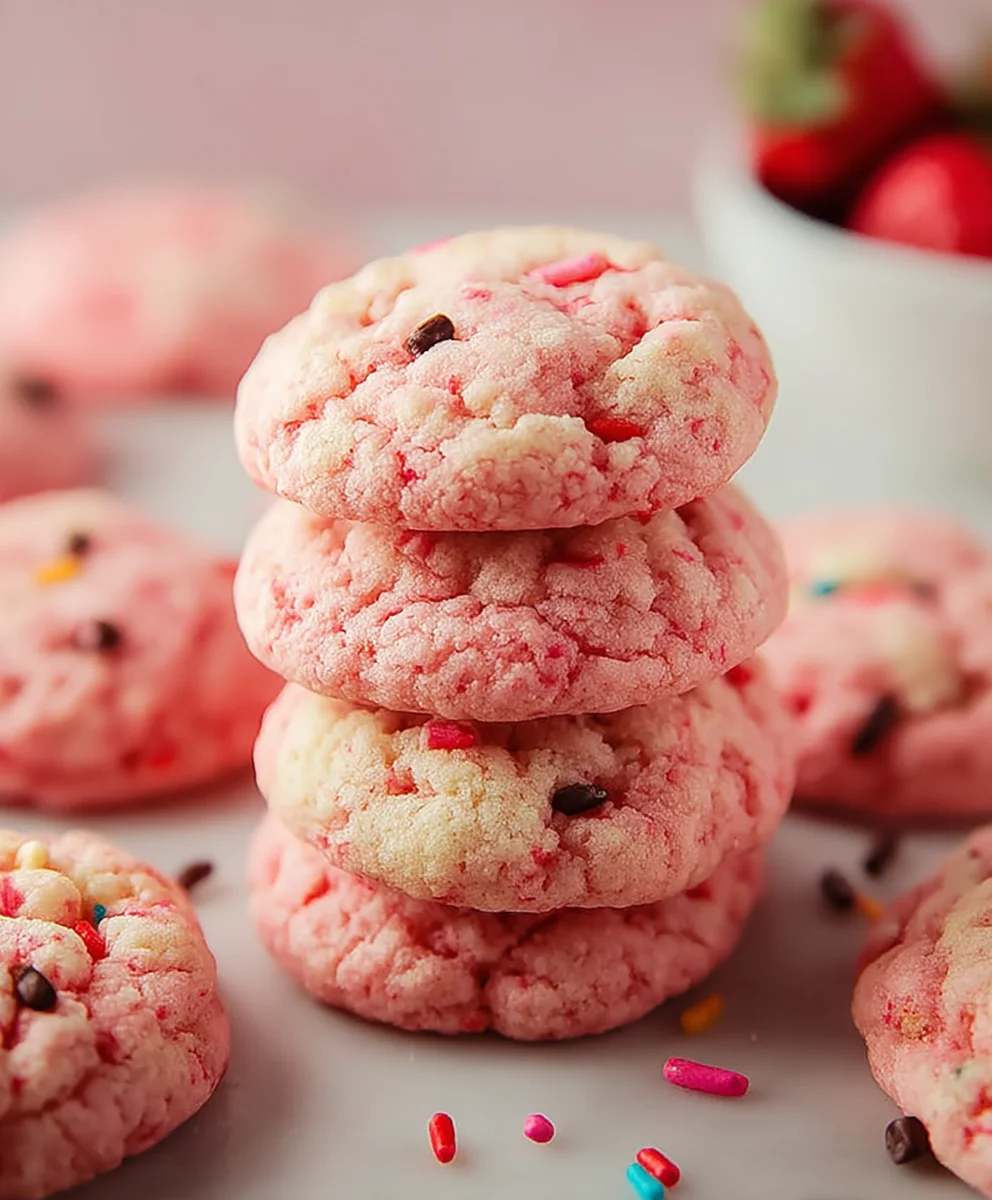 Easy Strawberry Cake Mix Cookies - Quick & Delicious
