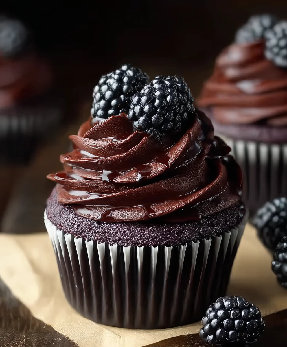 Decadent Dark Chocolate Blackberry Cupcakes Recipe