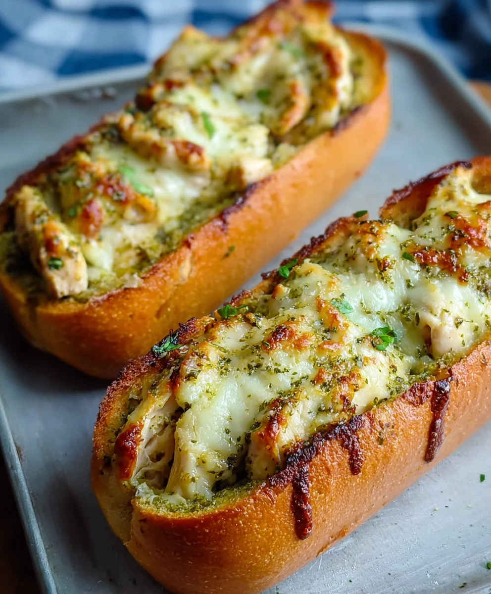 Pesto Chicken Garlic Bread- Easy Flavorful Recipe