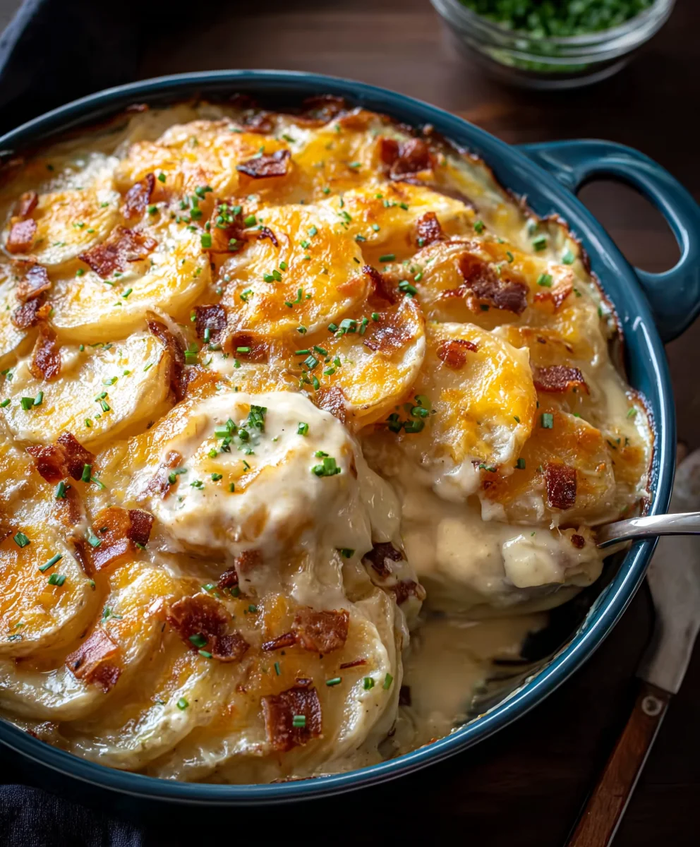 Loaded Scalloped Potatoes-Best Cheesy Comfort Food