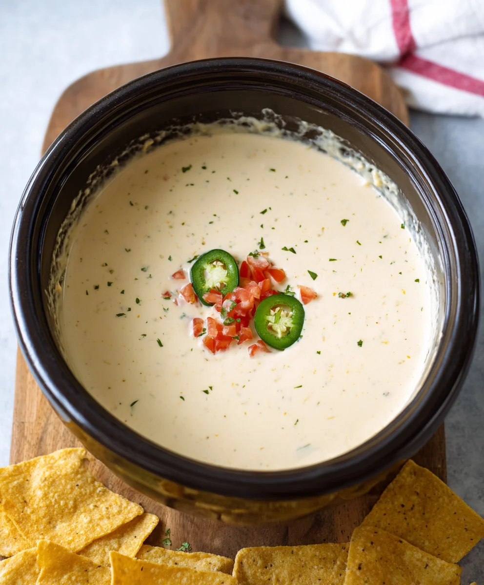 Easy Crockpot White Queso Dip - Creamy & Delicious