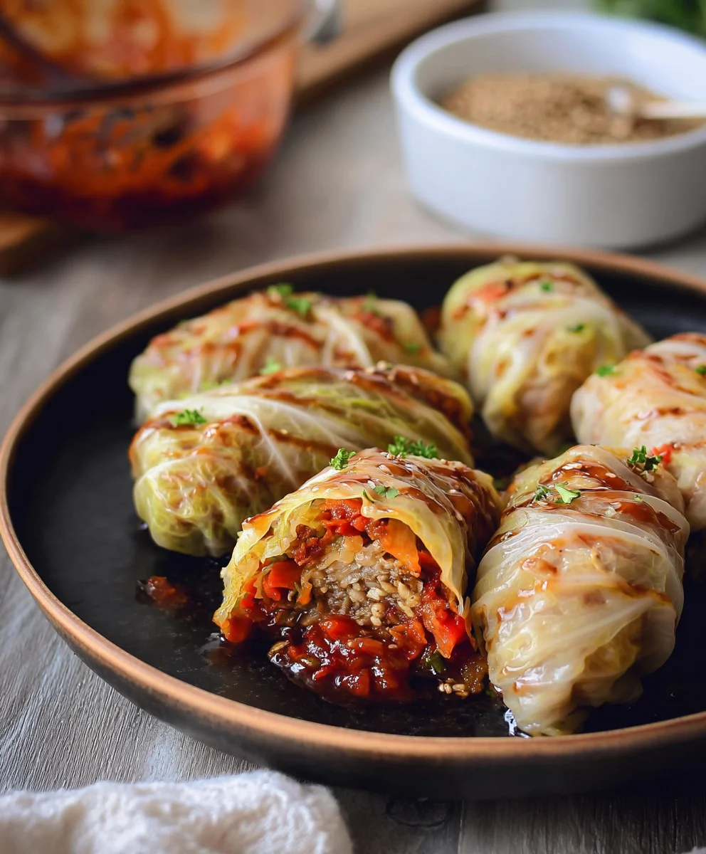 Easy Vegan Cabbage Rolls- Hearty Beefy Flavor