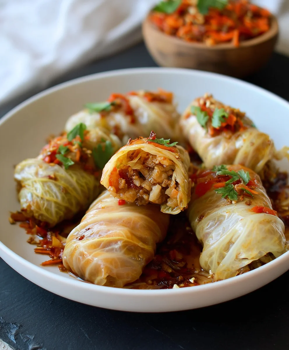 Easy Vegan Cabbage Rolls- Hearty Beefy Flavor