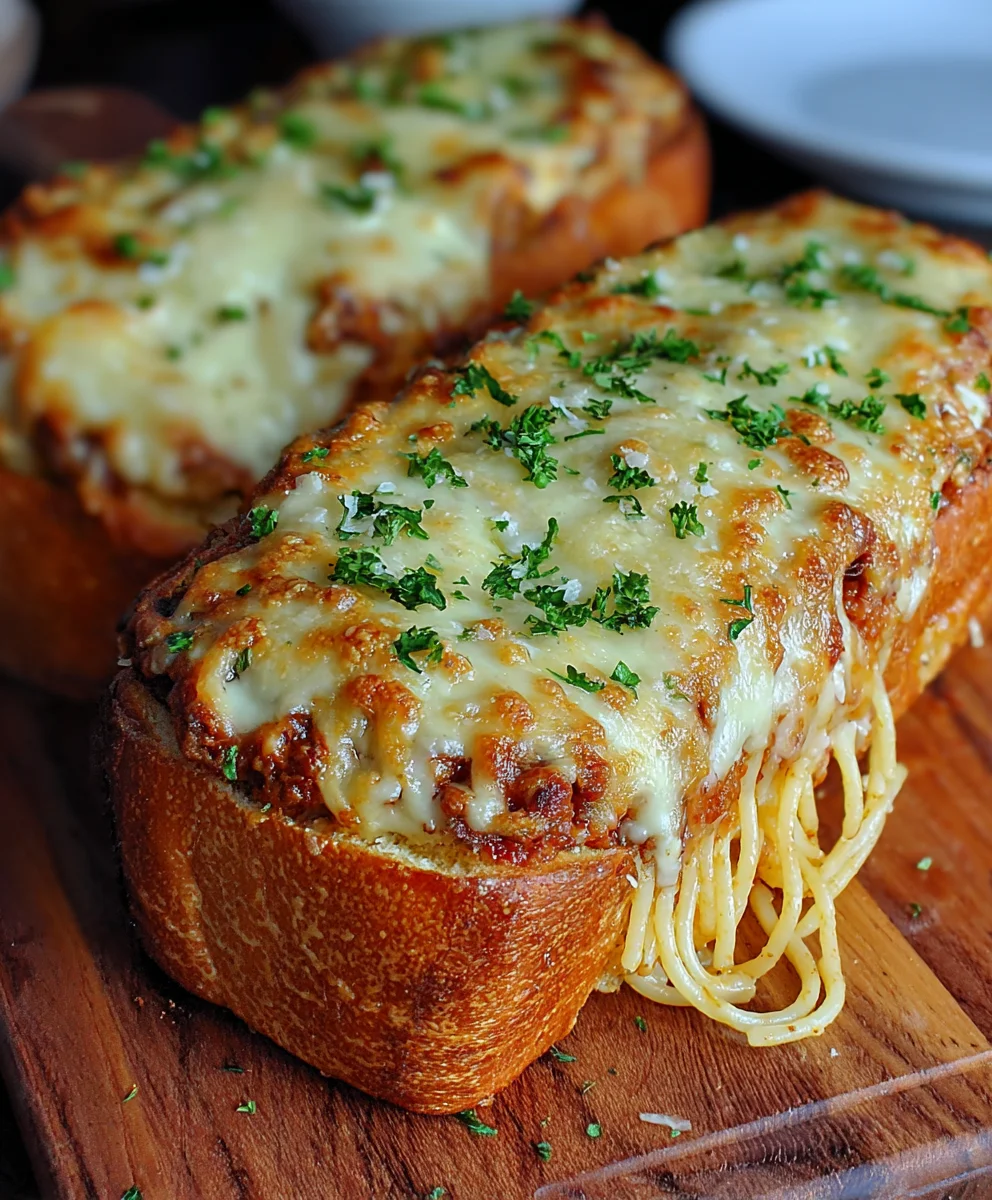 Spaghetti Stuffed Garlic Bread-Deliciously Easy Recipe