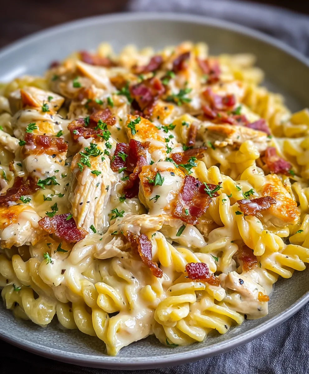 Creamy Ranch Beef Beef Bacon Chicken Pasta One-Pan